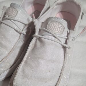 Hey Dude Glittery Cream Loafers